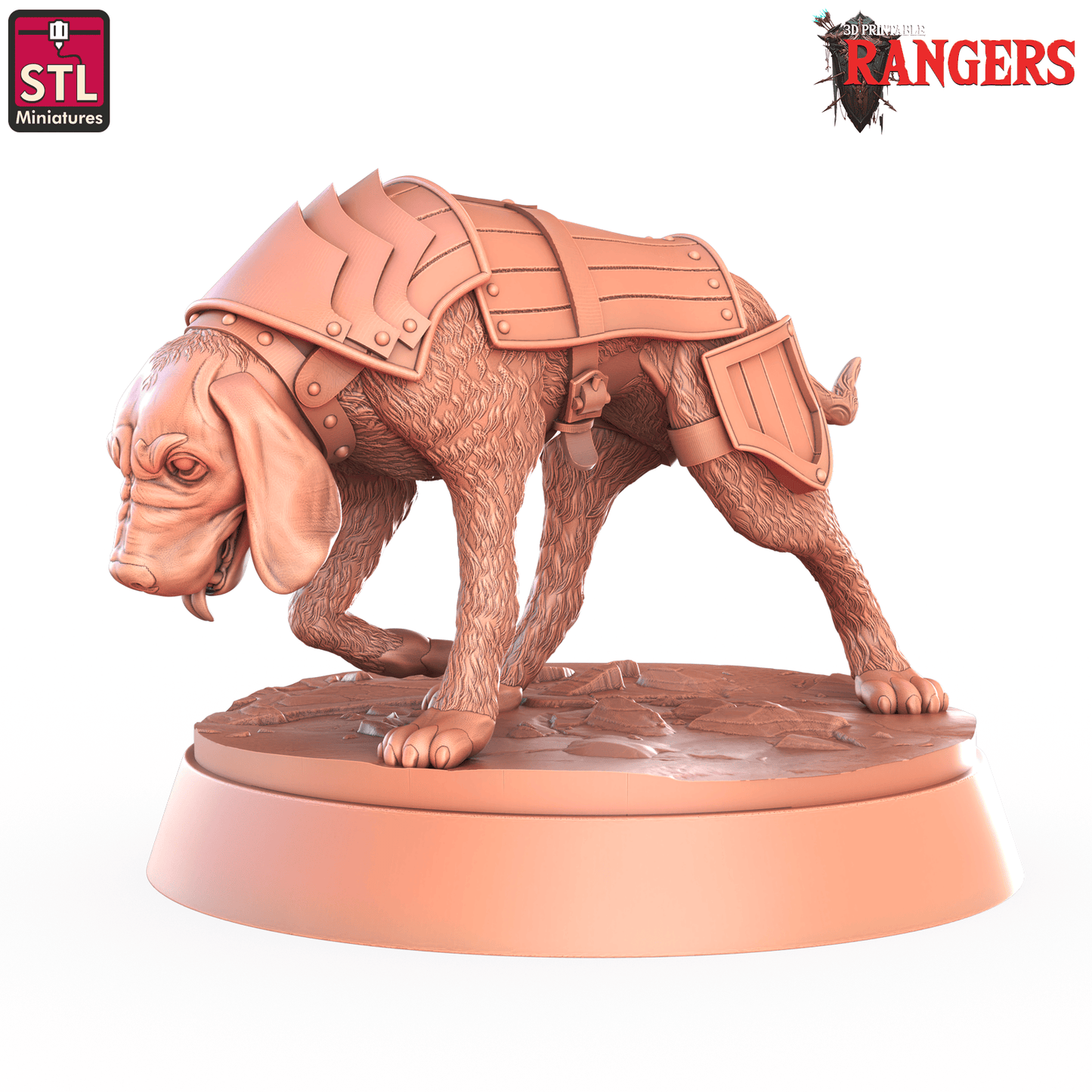3D Printed STL Miniatures Ranger Hounds Rangers  28 - 32mm War Gaming D&D