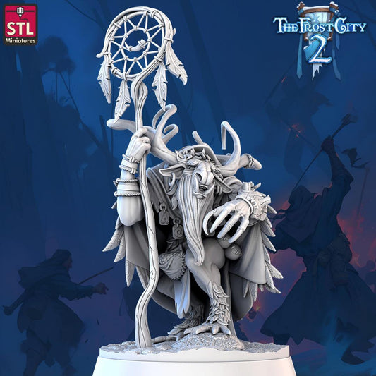 3D Printed STL Miniatures Rangifer Shamans The Frost City 2 28 - 32mm War Gaming D&D