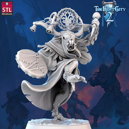 3D Printed STL Miniatures Rangifer Shamans The Frost City 2 28 - 32mm War Gaming D&D