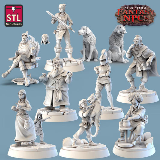 3D Printed STL Miniatures SG4 Individual Characters Set Fantasy NPC 28mm - 32mm War Gaming D&D