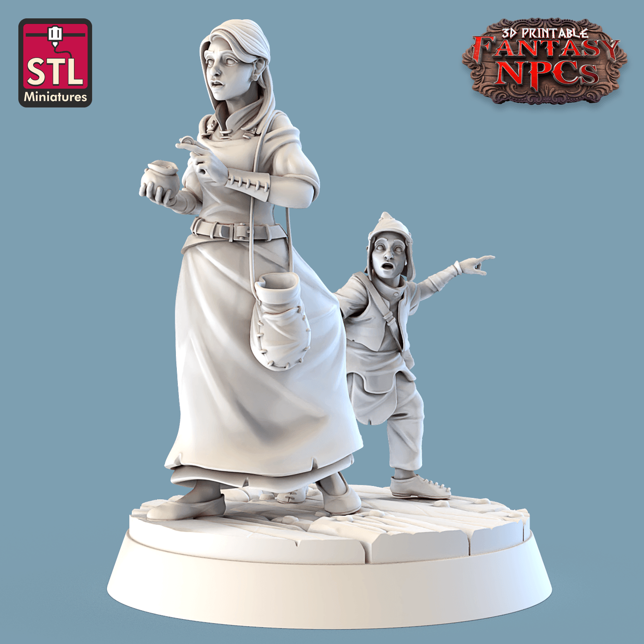 3D Printed STL Miniatures SG4 Individual Characters Set Fantasy NPC 28mm - 32mm War Gaming D&D
