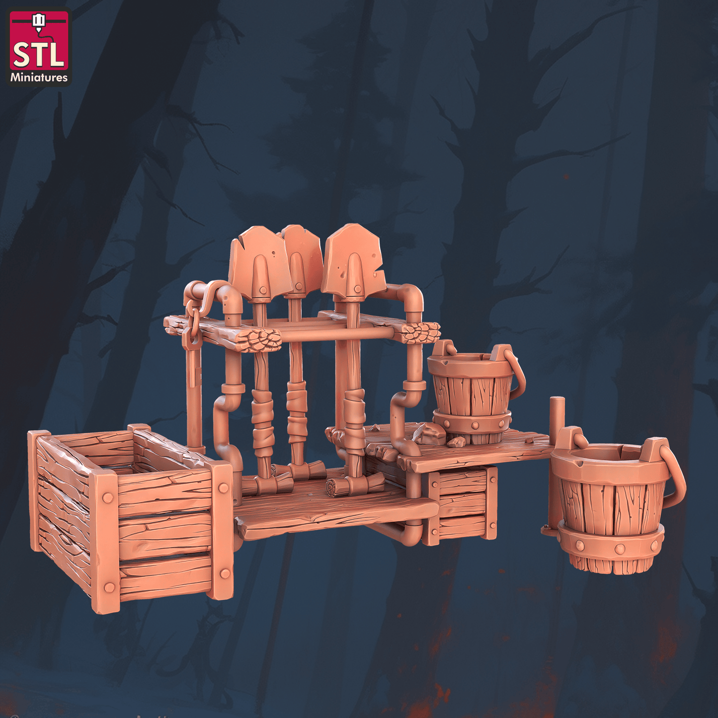 3D Printed STL Miniatures Sewers Workers Set 28 - 32mm War Gaming D&D