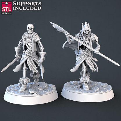 3D Printed STL Miniatures Skeletons Set 28mm - 32mm War Gaming D&D