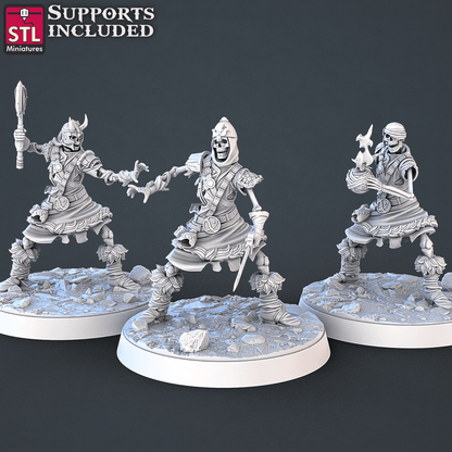 3D Printed STL Miniatures Skeletons Set 28mm - 32mm War Gaming D&D