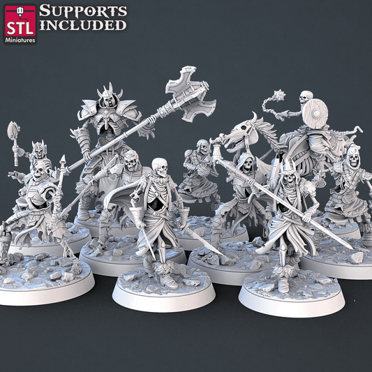 3D Printed STL Miniatures Skeletons Set 28mm - 32mm War Gaming D&D