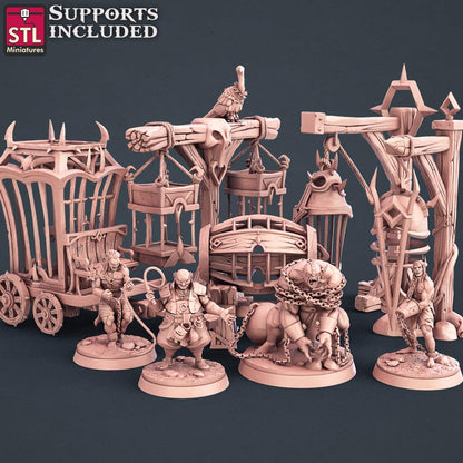 3D Printed STL Miniatures Slave Merchant Set 28 - 32mm War Gaming D&D