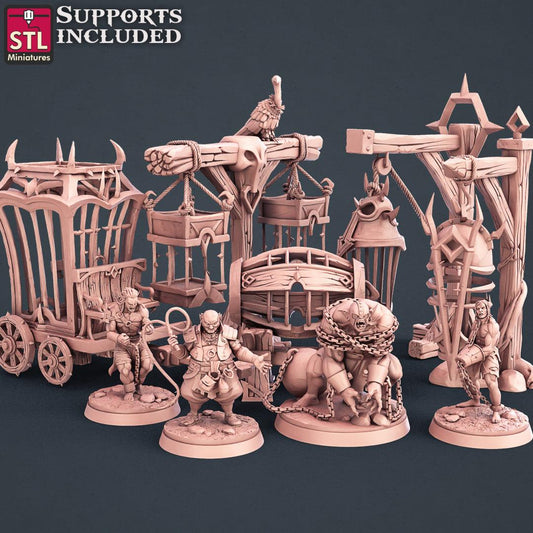 3D Printed STL Miniatures Slave Merchant Set 28 - 32mm War Gaming D&D