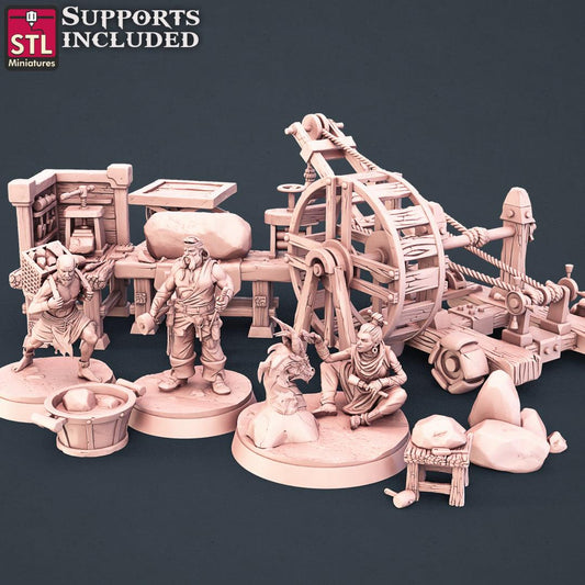 3D Printed STL Miniatures Stone Carver Set 28 - 32mm War Gaming D&D