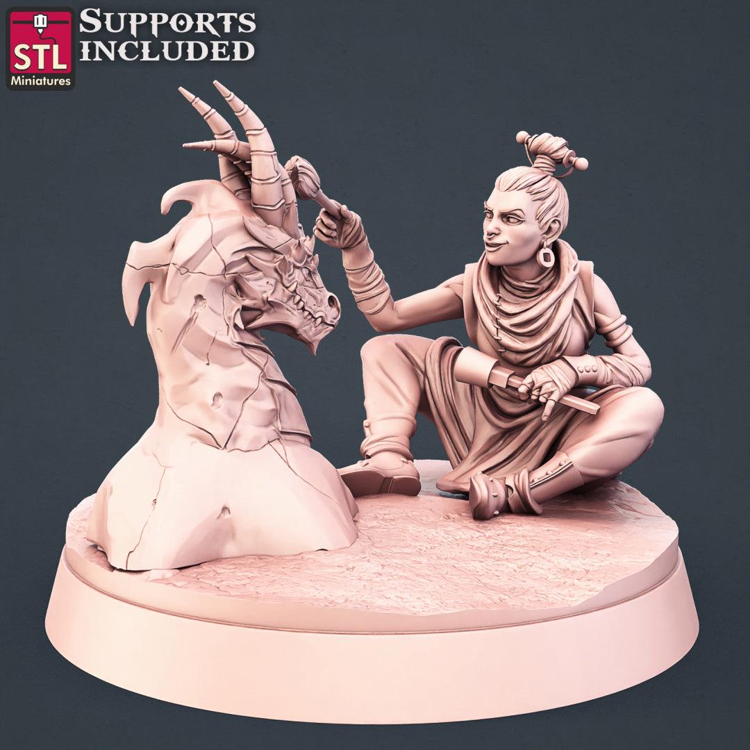 3D Printed STL Miniatures Stone Carver Set 28 - 32mm War Gaming D&D