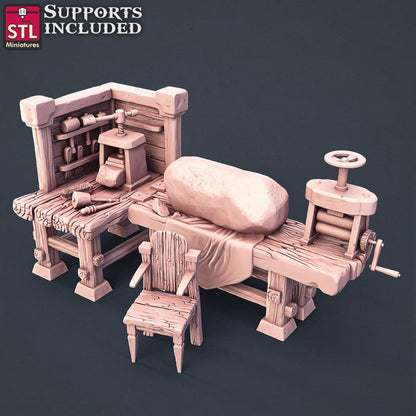 3D Printed STL Miniatures Stone Carver Set 28 - 32mm War Gaming D&D