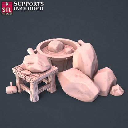 3D Printed STL Miniatures Stone Carver Set 28 - 32mm War Gaming D&D