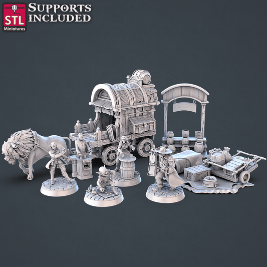 3D Printed STL Miniatures Street Gambler Set | 28 - 32mm War Gaming D&D