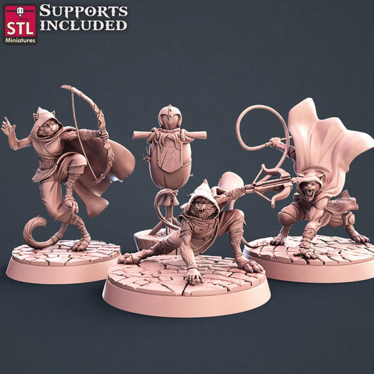 3D Printed STL Miniatures Tabaxi Assassins Set 28 - 32mm War Gaming D&D