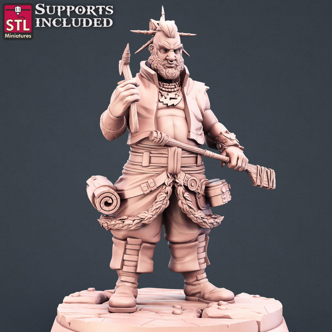 3D Printed STL Miniatures Tattoo Artist Set 28 - 32mm War Gaming D&D