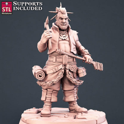 3D Printed STL Miniatures Tattoo Artist Set 28 - 32mm War Gaming D&D