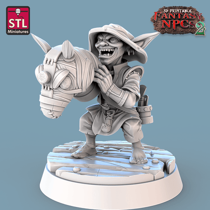 3D Printed STL Miniatures Taxidermist Set Fantasy NPC 2 | 28 - 32mm War Gaming D&D