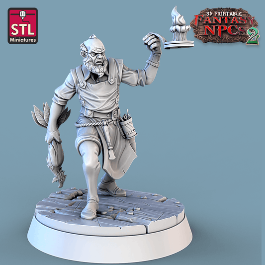 3D Printed STL Miniatures Taxidermist Set Fantasy NPC 2 | 28 - 32mm War Gaming D&D