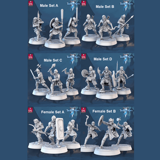 3D Printed STL Miniatures The Frost City Army Knights - Modular 28 - 32mm War Gaming D&D