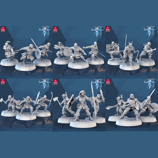 3D Printed STL Miniatures The Frost City Army Soldiers Sets - Modular 28 - 32mm War Gaming D&D