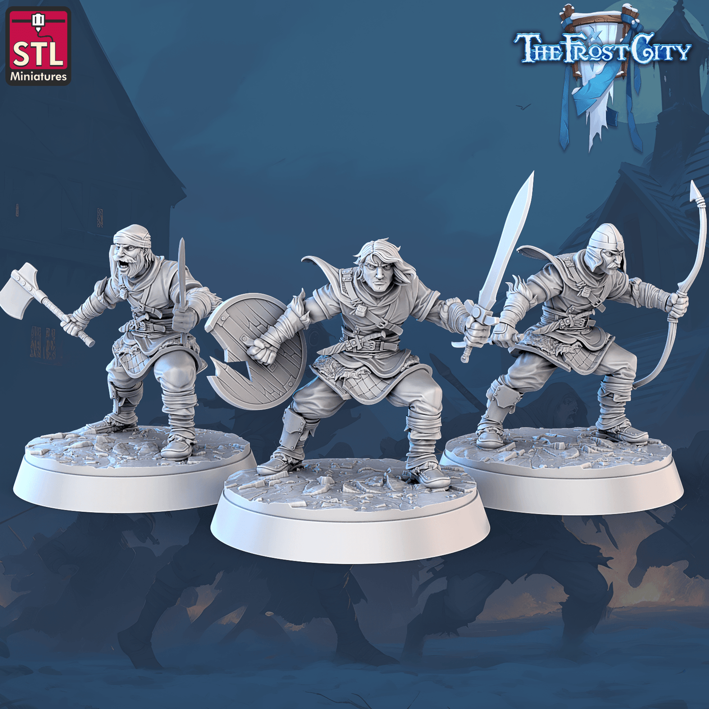 3D Printed STL Miniatures The Frost City Army Soldiers Sets - Modular 28 - 32mm War Gaming D&D