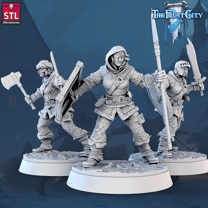 3D Printed STL Miniatures The Frost City Army Soldiers Sets - Modular 28 - 32mm War Gaming D&D
