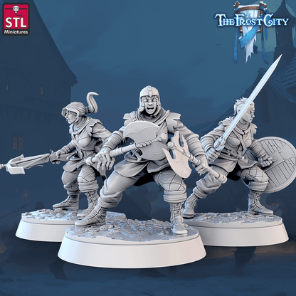 3D Printed STL Miniatures The Frost City Army Soldiers Sets - Modular 28 - 32mm War Gaming D&D