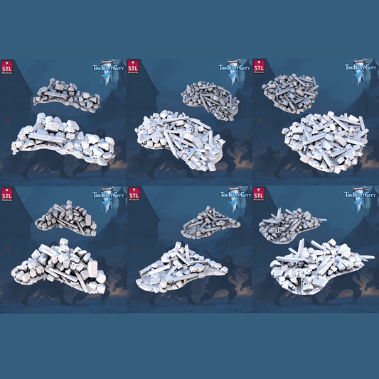 3D Printed STL Miniatures The Frost City Debris 28 - 32mm War Gaming D&D