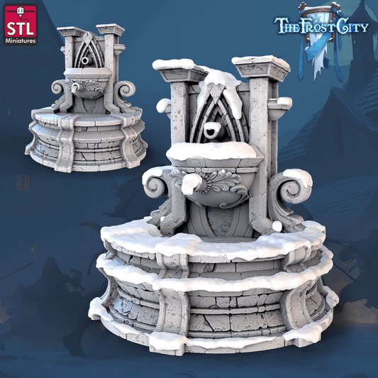 3D Printed STL Miniatures The Frost City Fountain 28 - 32mm War Gaming D&D