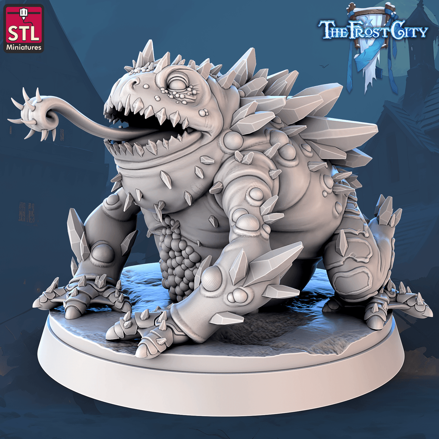 3D Printed STL Miniatures The Frost City Ice Toad 28 - 32mm War Gaming D&D