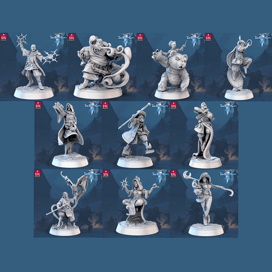 3D Printed STL Miniatures The Frost City Mages 28 - 32mm War Gaming D&D