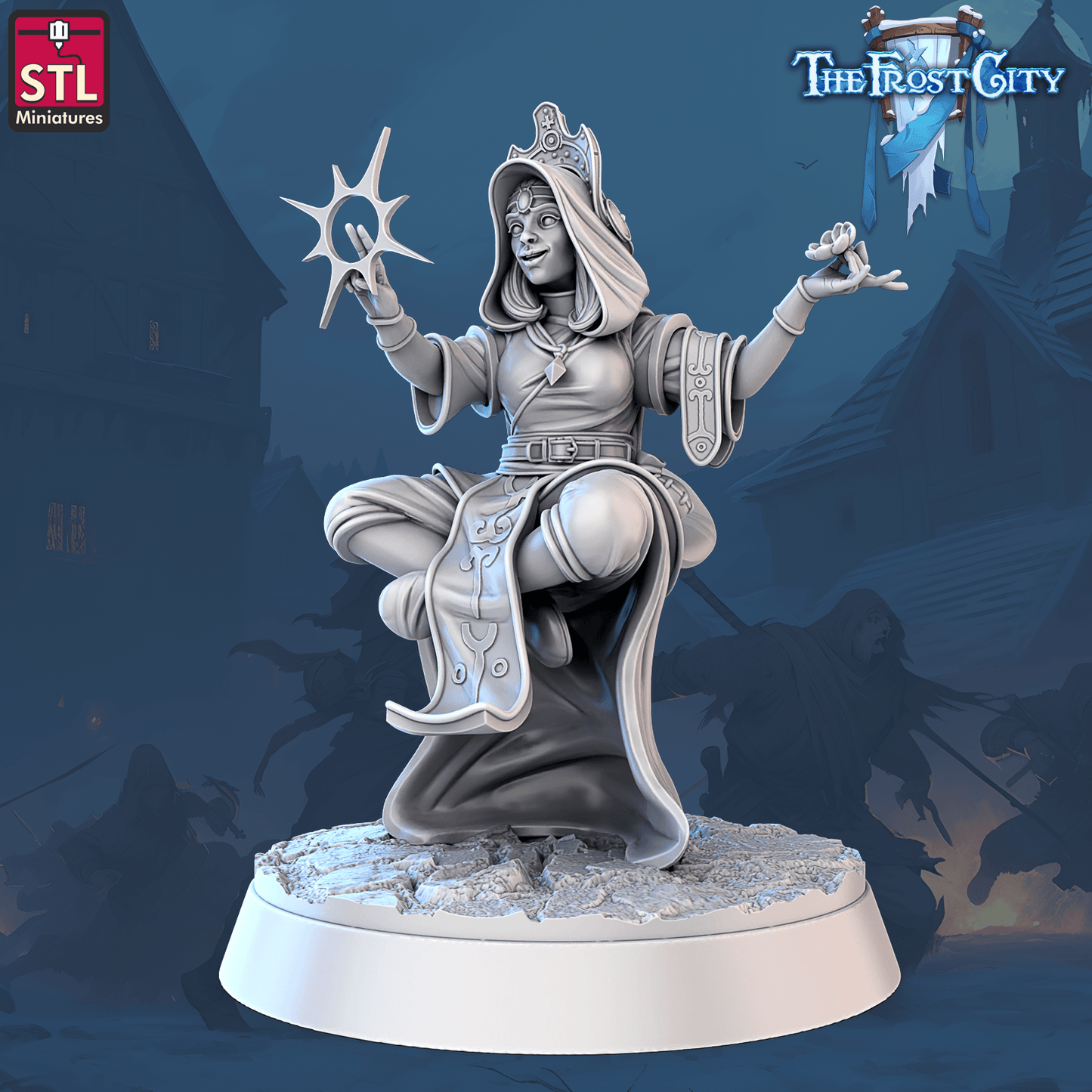 3D Printed STL Miniatures The Frost City Mages 28 - 32mm War Gaming D&D