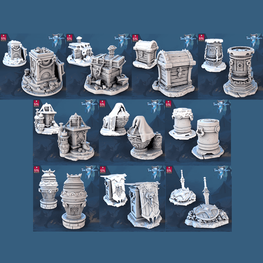 3D Printed STL Miniatures The Frost City Treasure Tokens 28 - 32mm War Gaming D&D