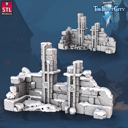 3D Printed STL Miniatures The Frost City Wall Set 28 - 32mm War Gaming D&D