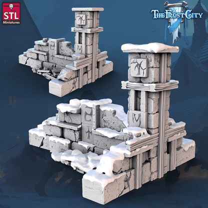 3D Printed STL Miniatures The Frost City Wall Set 28 - 32mm War Gaming D&D