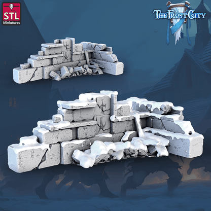 3D Printed STL Miniatures The Frost City Wall Set 28 - 32mm War Gaming D&D