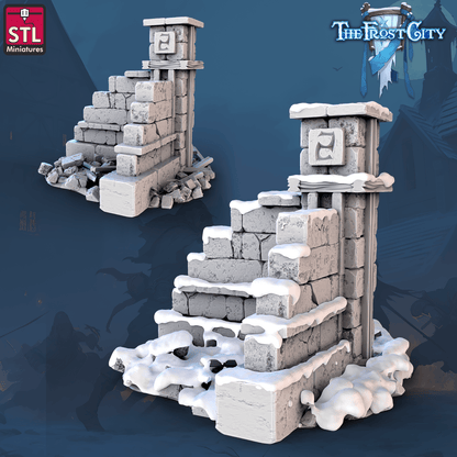 3D Printed STL Miniatures The Frost City Wall Set 28 - 32mm War Gaming D&D