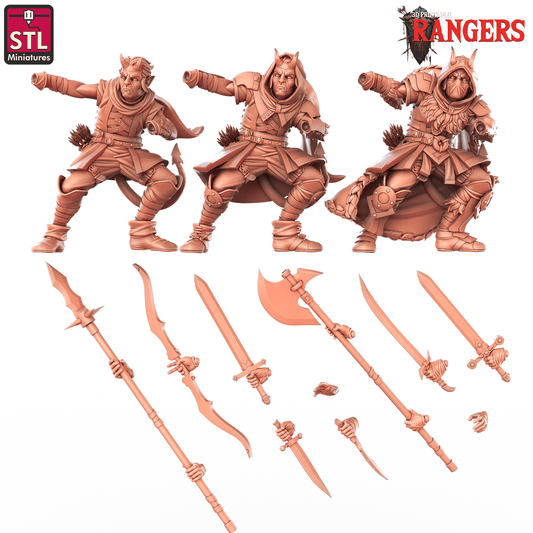 3D Printed STL Miniatures Tiefling Male Ranger Rangers 28 - 32mm War Gaming D&D