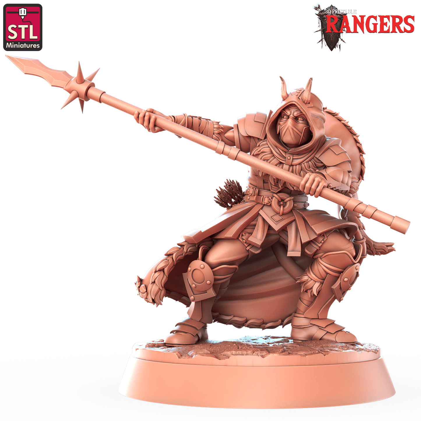3D Printed STL Miniatures Tiefling Male Ranger Rangers 28 - 32mm War Gaming D&D