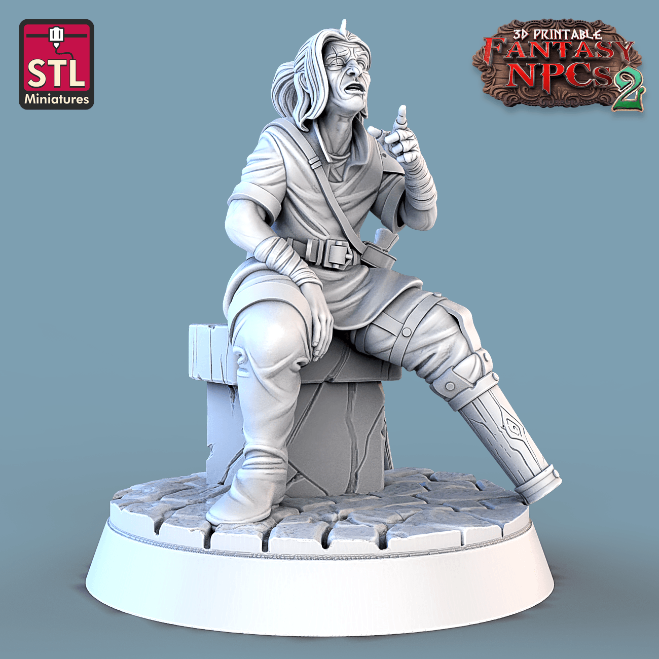 3D Printed STL Miniatures Townsfolks Vol 2 Set Fantasy NPC 2 | 28 - 32mm War Gaming D&D