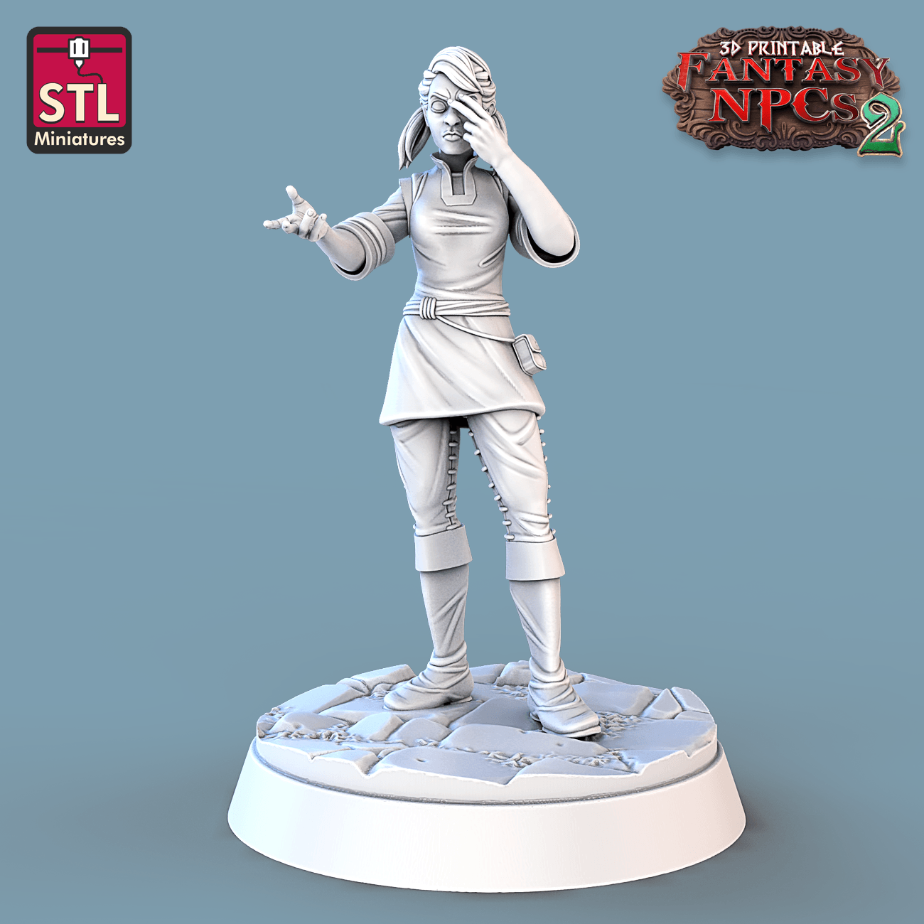 3D Printed STL Miniatures Townsfolks Vol 2 Set Fantasy NPC 2 | 28 - 32mm War Gaming D&D