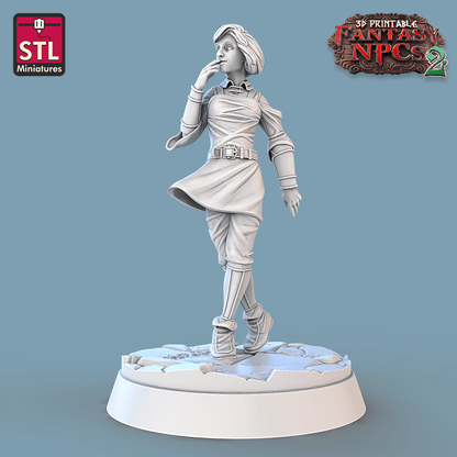 3D Printed STL Miniatures Townsfolks Vol 2 Set Fantasy NPC 2 | 28 - 32mm War Gaming D&D