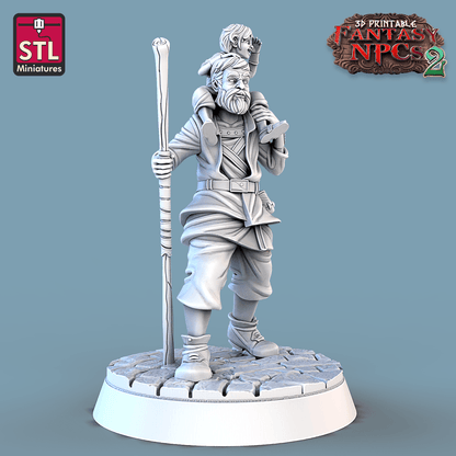 3D Printed STL Miniatures Townsfolks Vol 2 Set Fantasy NPC 2 | 28 - 32mm War Gaming D&D