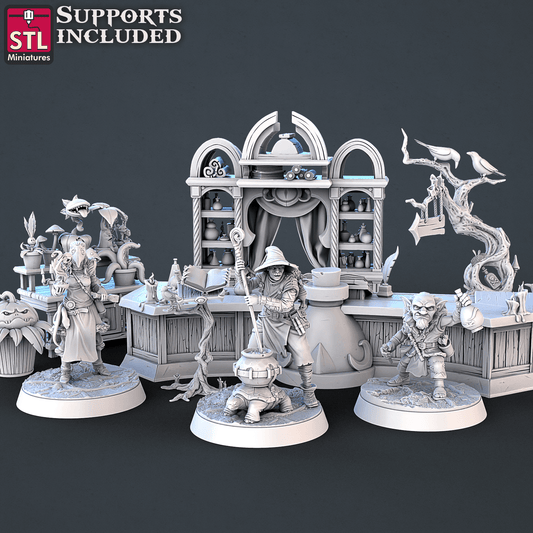 3D Printed STL Miniatures Toxic Vendor Set 28mm - 32mm War Gaming D&D