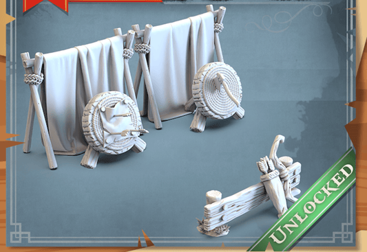 3D Printed STL Miniatures Training Camp Props 28 - 32mm War Gaming D&D