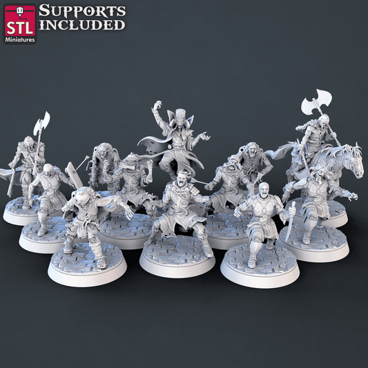 3D Printed STL Miniatures Undead Set 28mm - 32mm War Gaming D&D