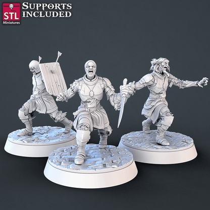 3D Printed STL Miniatures Undead Set 28mm - 32mm War Gaming D&D