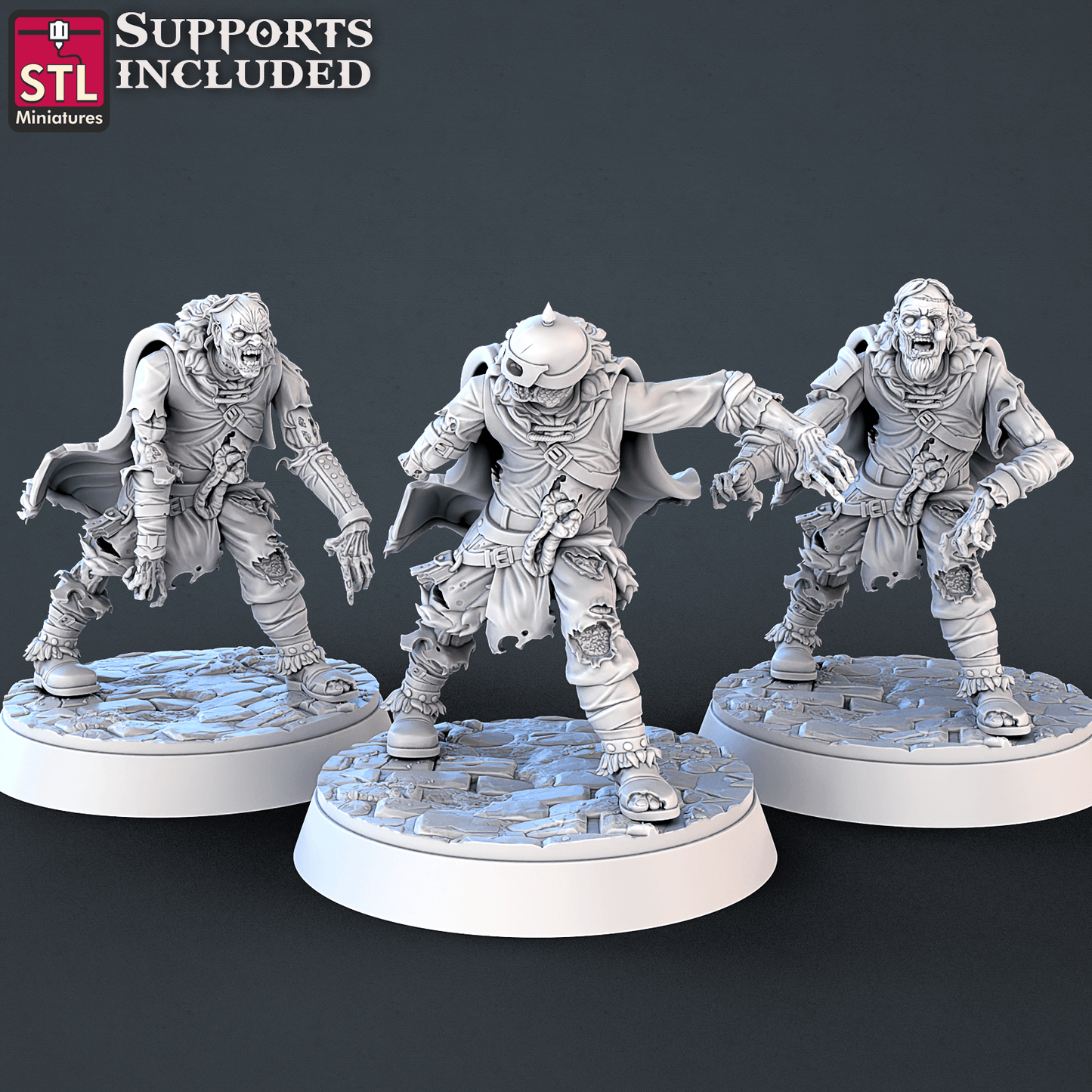 3D Printed STL Miniatures Undead Set 28mm - 32mm War Gaming D&D