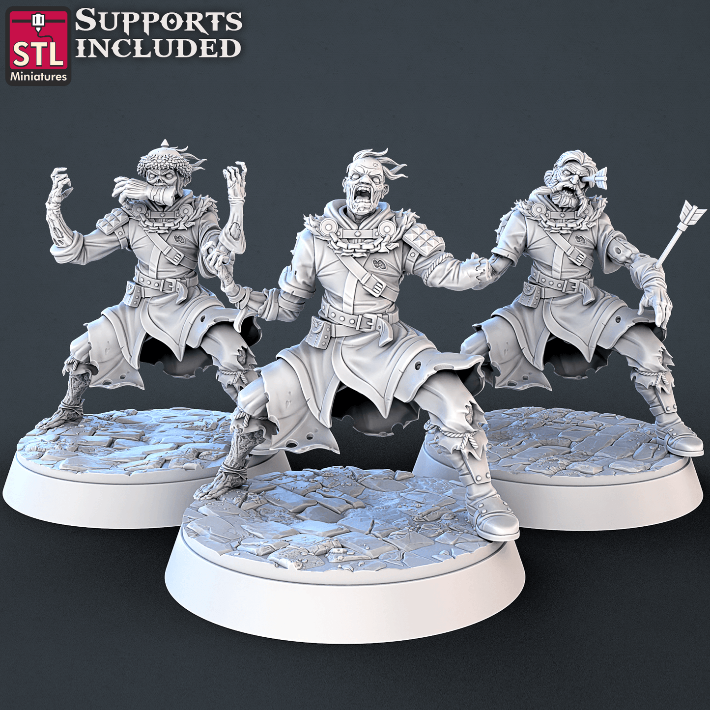 3D Printed STL Miniatures Undead Set 28mm - 32mm War Gaming D&D