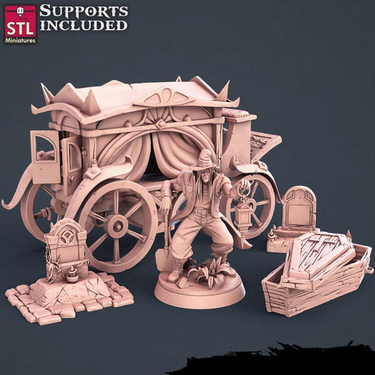 3D Printed STL Miniatures Undertaker Set Fantasy NPC 2 | 28 - 32mm War Gaming D&D