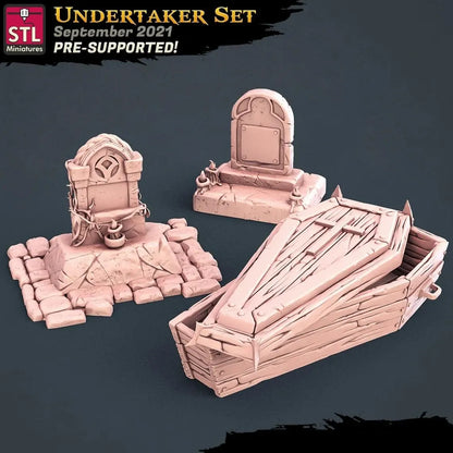 3D Printed STL Miniatures Undertaker Set Fantasy NPC 2 | 28 - 32mm War Gaming D&D